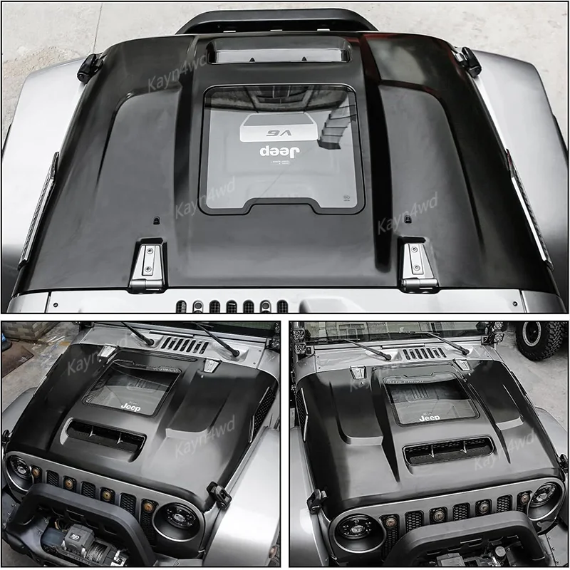 الطرق الوعرة 4x4 اكسسوارات الصلب الفضاء كبسولة هود شفافة تشتت الحرارة بونيه ل 2007 + جيب رانجلر JK JL & المصارع JT #6