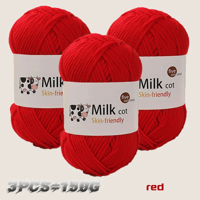 150 g 5-strängiges Milchgarn, handgefertigt, mitteldick, zum Selbermachen, gewebt, für Puppen, Pullover, Blumenmütze, Schal, Garnball