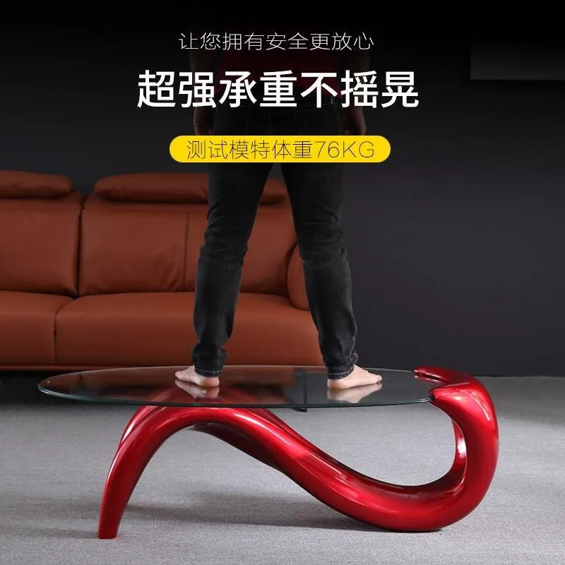 Creative and personalized coffee table, simple and modern mermaid tempered glass coffee table, fashionable oval  coffee table