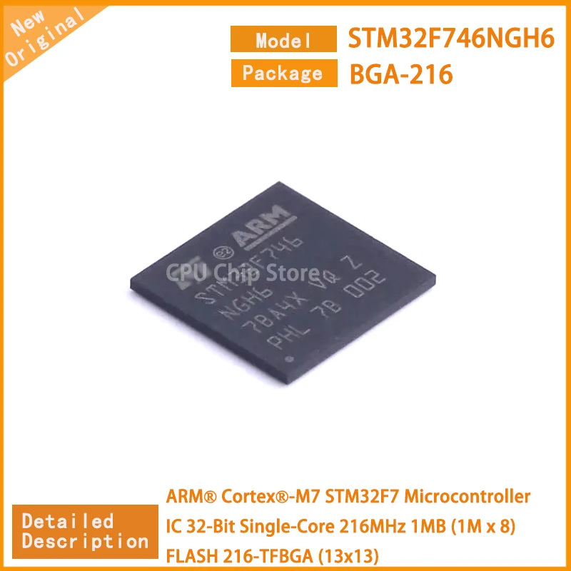 1~5Pcs   New Original  STM32F746NGH6 STM32F746 Microcontroller IC 32-Bit Single-Core 216MHz 1MB (1M x 8) FLASH 216-TFBGA