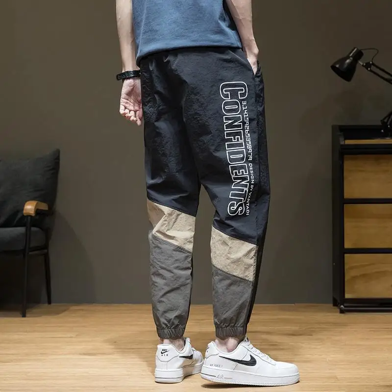 Pantalones Harun Vintage de secado rápido para hombre, ropa de calle a la moda, cintura elástica, holgados, delgados, anchos, deportivos,