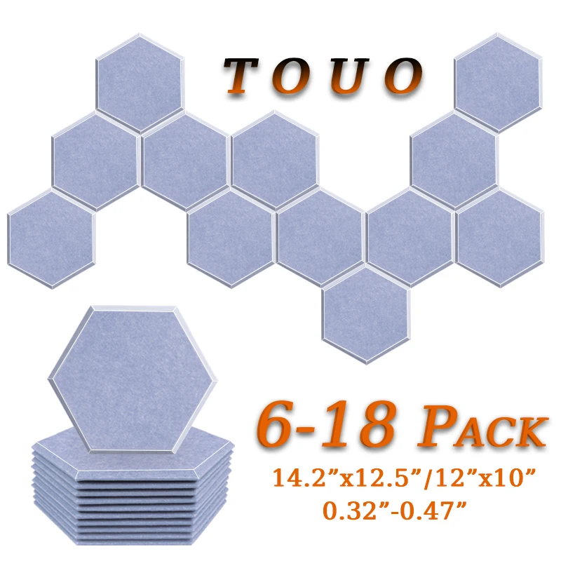 TOUO 6/12/18 Pcs Flame-Retardant Acoustic Panel High-Density Material Soundproof Wall Panels Music Studio Acoustic Treatment