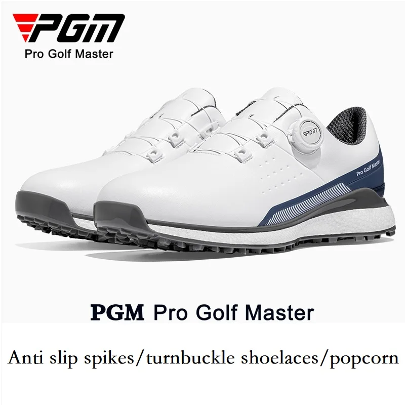 Zapatos de Golf PGM para hombre, zapatillas antideslizantes transpirables impermeables, zapatos de pelota de Golf con amortiguación automática, calzado informal sin clavos