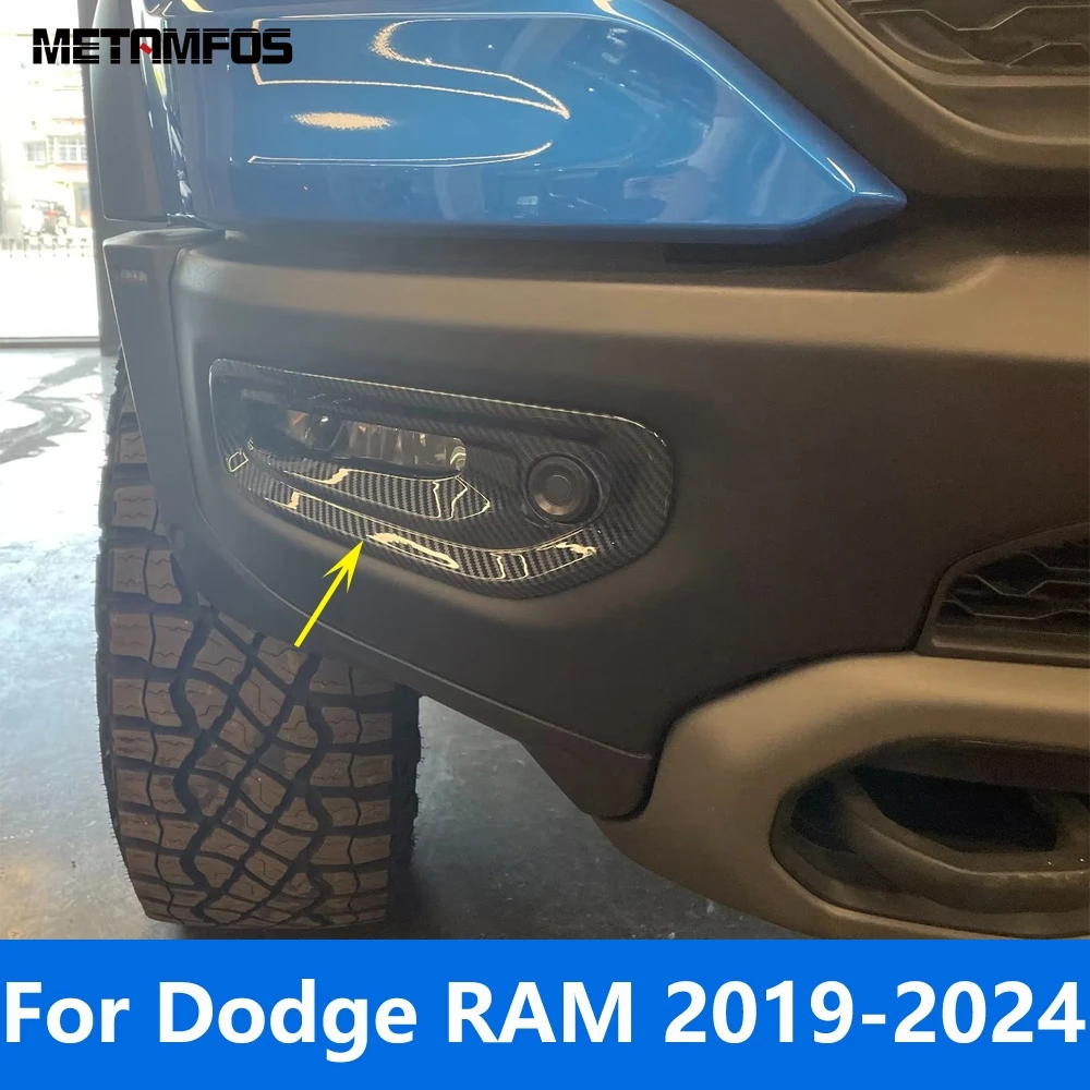 

Аксессуары для Dodge RAM 2019-2022 2023 2024, передняя противотуманная фара из углеродного волокна, крышка лампы, накладка, противотуманная фара, бампер, капот, Стайлинг автомобиля