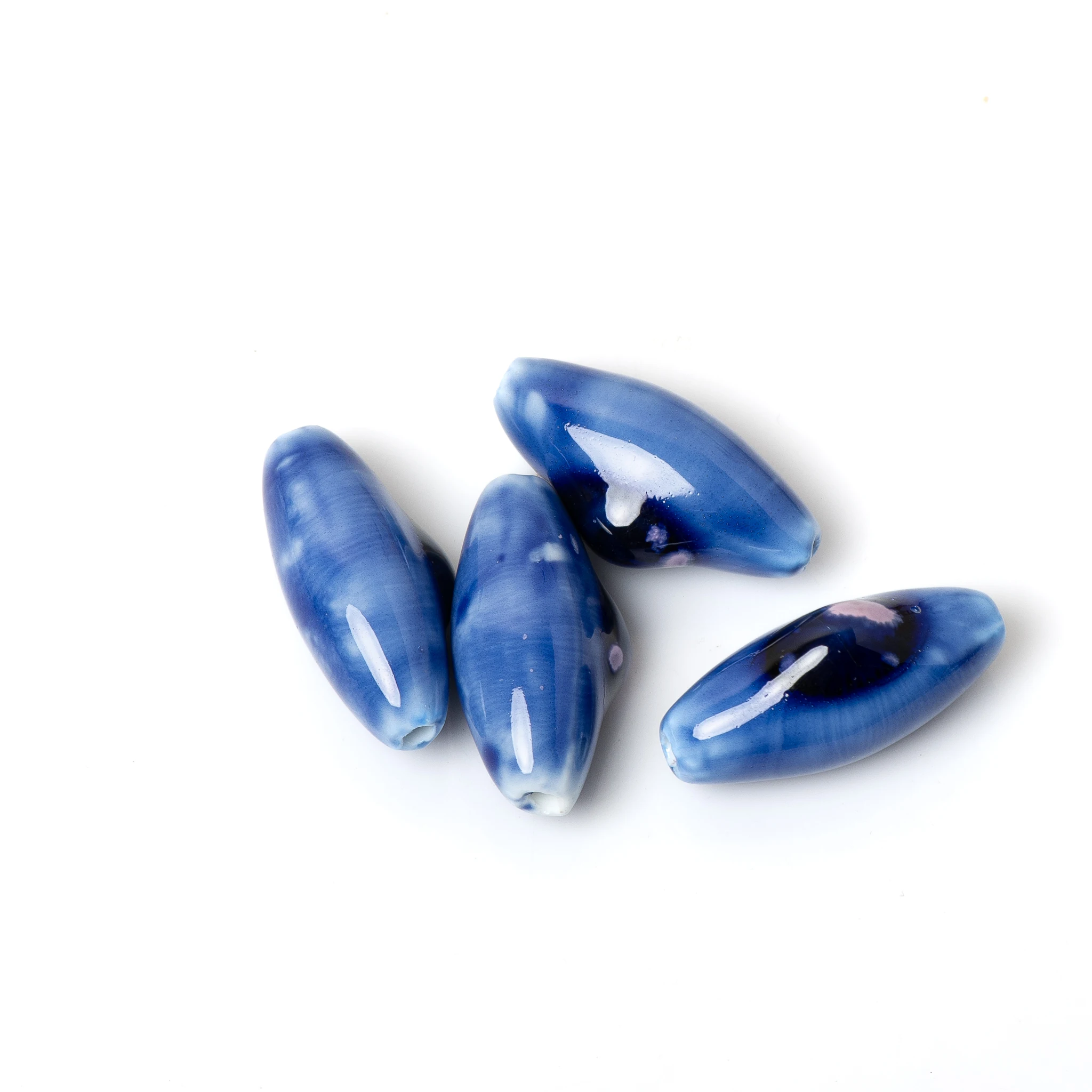 Colorful Ceramic Beads Large Bullet Shape 37x16mm DIY Jewelry Making Necklace Bracelet Supplies 2pcs Pack