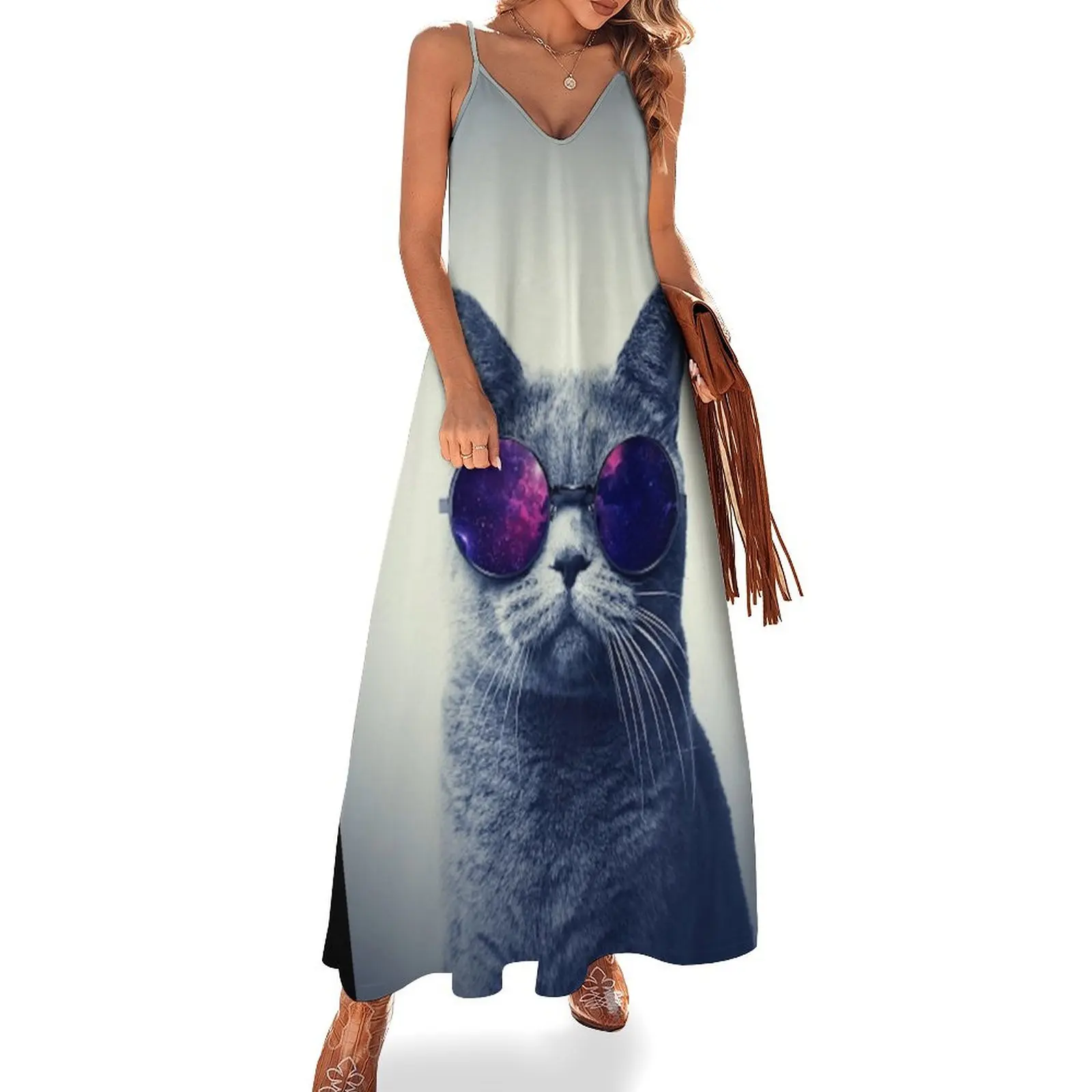 

Cool cat wearing sunglasses Sleeveless Long Dress summer dress for women 2025 Dress