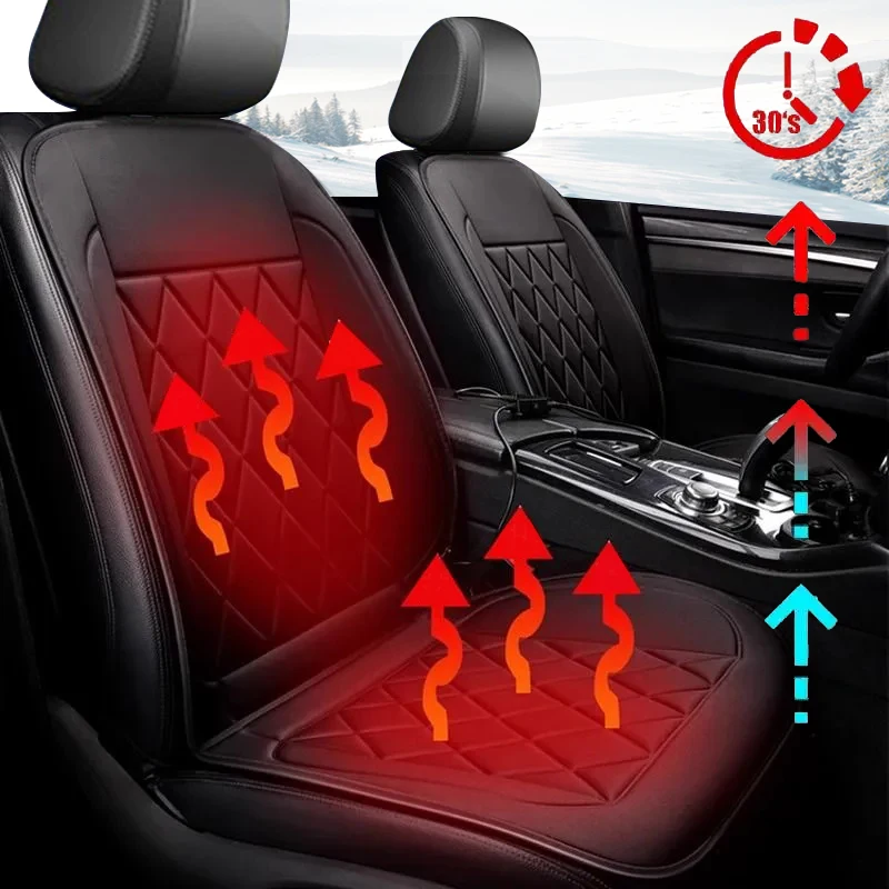 1/2Pcs Heated Car Seat Cover 30' Fast Car Seat Heater Cloth/Flannel Heated Car Seat Protector 25W Seat Heating Cover Car Seat