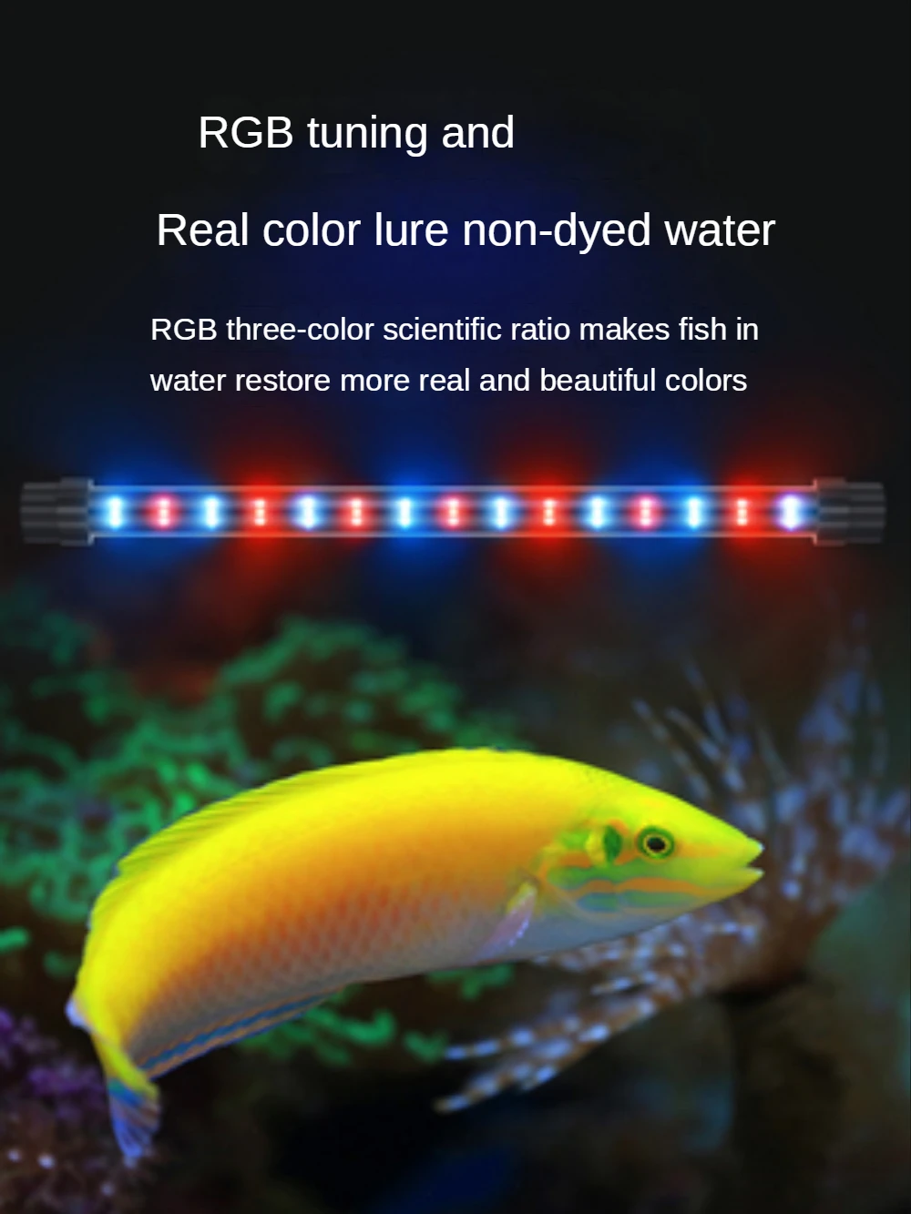 LED Aquarium Light with Red Blue White LEDs, Arowana Ornamental Fish Light With Diving Sucker, Waterproof IP65, 5-16W, 24-117cm