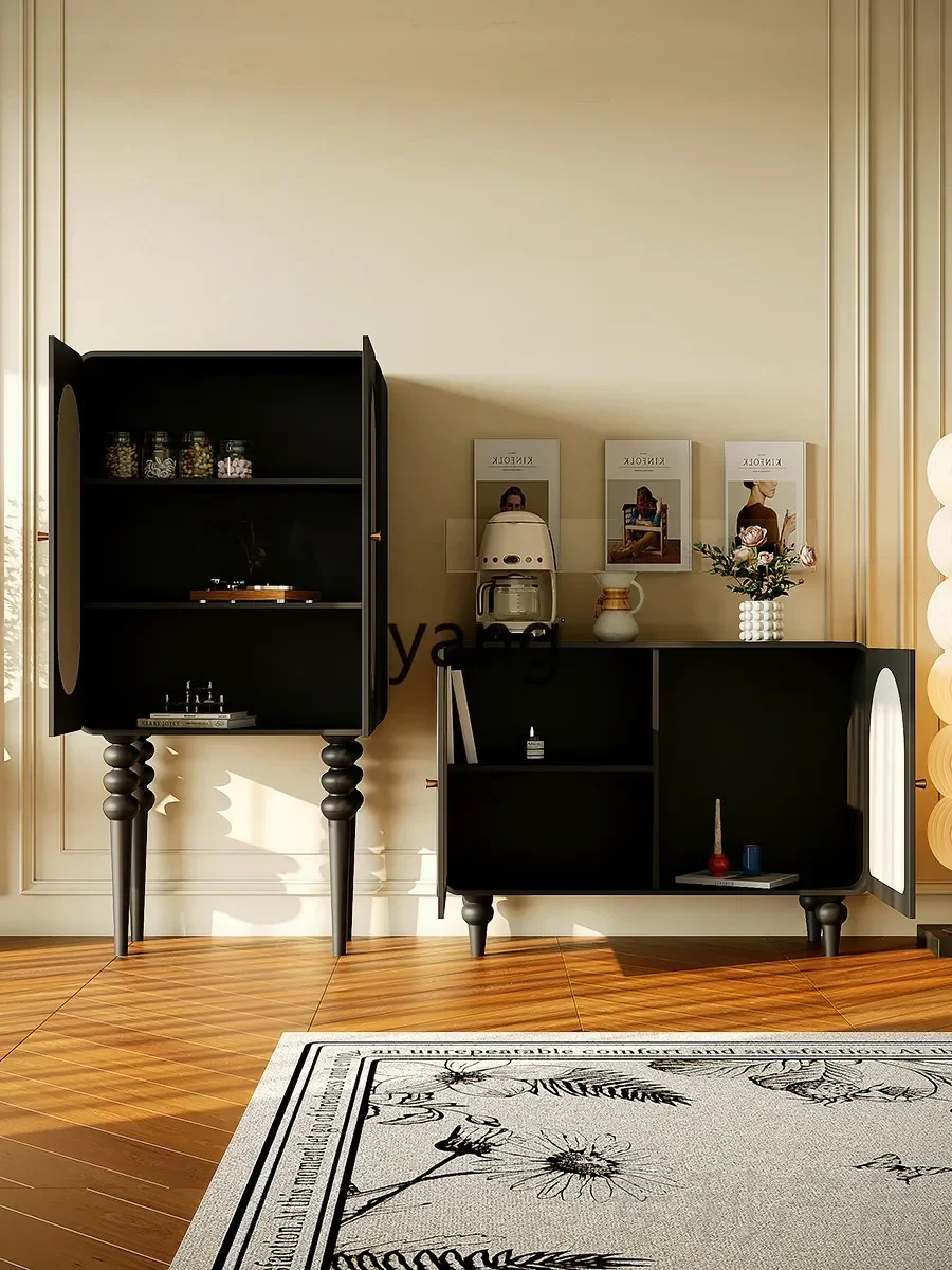 XYY black locker living room bedroom high-foot storage cabinet cream solid wood painted customization