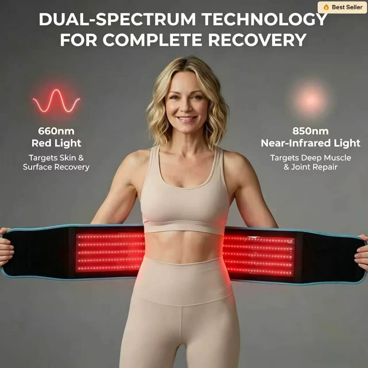 

Red Therapy Belt with Heat Pad 660nm 850nm LED Wrap for Belly Fat Burn Body Slimming Face Shaping Waist Weight Loss