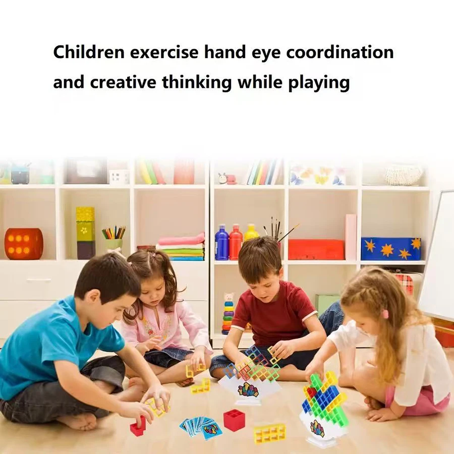 16-48ピース テトラタワー バランス スタッキングブロック ゲーム 積み木 ブロック デスクトップトイ ボードゲーム 2人用 家族パーティー 楽しいゲーム キ