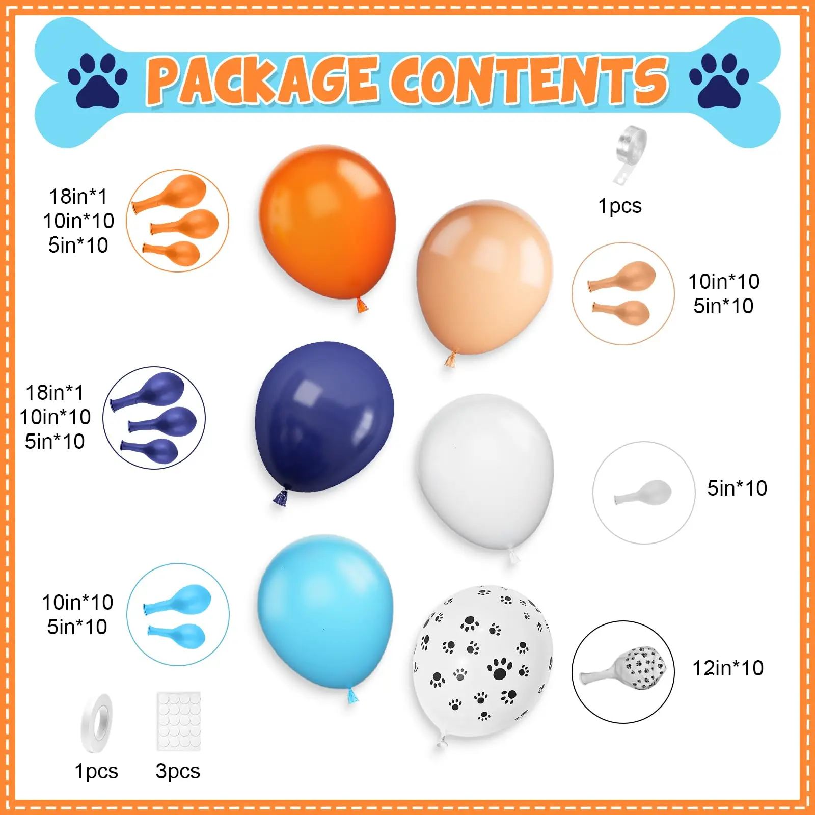 مجموعة قوس بالونات باللون البرتقالي والأزرق مكونة من 106 قطع، مناسبة لتزيين حفلات الزفاف، وأعياد الميلاد، وديكور عيد الحب والهالوين، وعيد الشكر