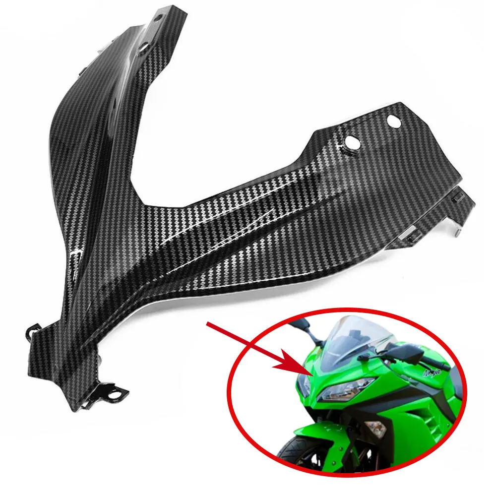 Motorcycle Head Light Fairings Headlight Midel Cover For KAWASAKI NINJA 300 20132014 2015 2016 2017 Carbon Fiber Paint Panel