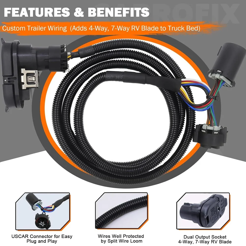 Wiring Harness 56003 For 2019-2025 Silverado 1500 2500HD 3500HD GMC Sierra 1500 2500HD 3500HD Trailer-A67F