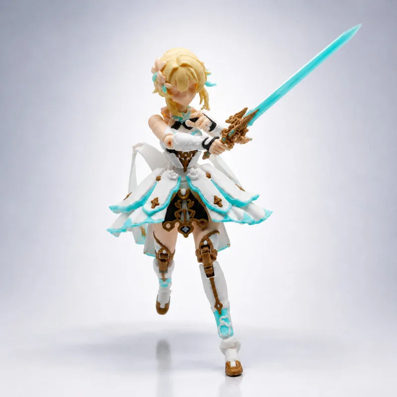 Genshin Impact Lumine 19cm 3D Printed Articulated Figure Multi Joint Posable Action Figure Traveler Character Model Collectible