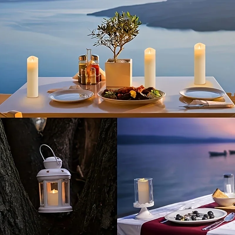 Flameless Candles With Remote, 2/4/6/8H Timer, Outdoor Indoor Waterproof Remote Control Candles Battery Operated,