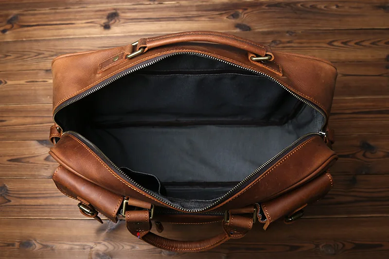 Retro Herren Leder Handtasche Oberschicht Rindsleder Aktentasche Große Kapazität Reisetasche Crazy Horse Leder Laptop Umhängetasche NZPJ – Detail 15