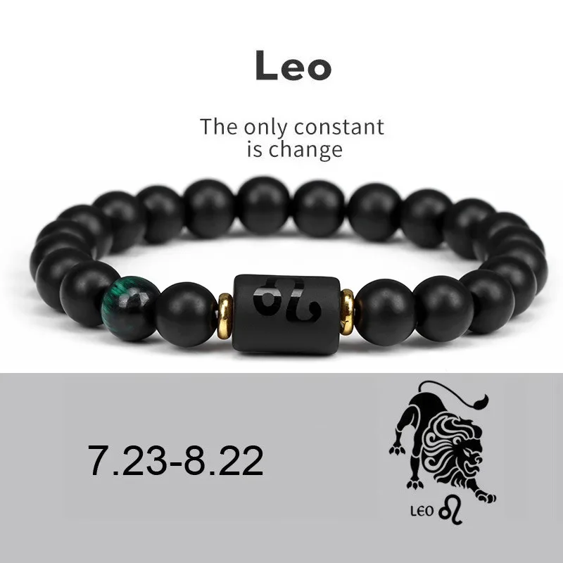 

12 zodiac bracelets for men and women, natural agate stone bracelets, European fashion accessories