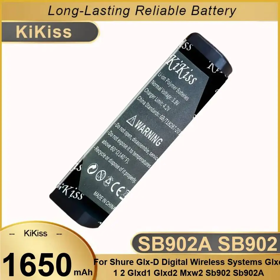 

For Shure Glx-D Systems Glxd 1 2 MXW2 SB902 SB902A 1650Mah Wireless Audio System Battery Durable