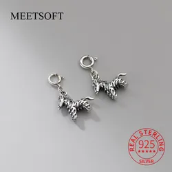 MEETSOFT S925 Sterling Silver Distressed Vintage Zebra con ciondoli a chiusura di accessori per collana di braccialetti fatti a mano fai da te all'ingrosso