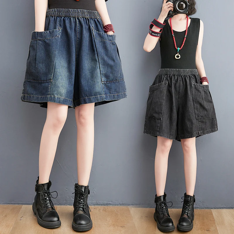 

Short Mujer Vintage Jean Shorts Women New Bottoms Streetwear Fashion Casual Wide Leg Pants Pantalones Cortos De Mujer A852