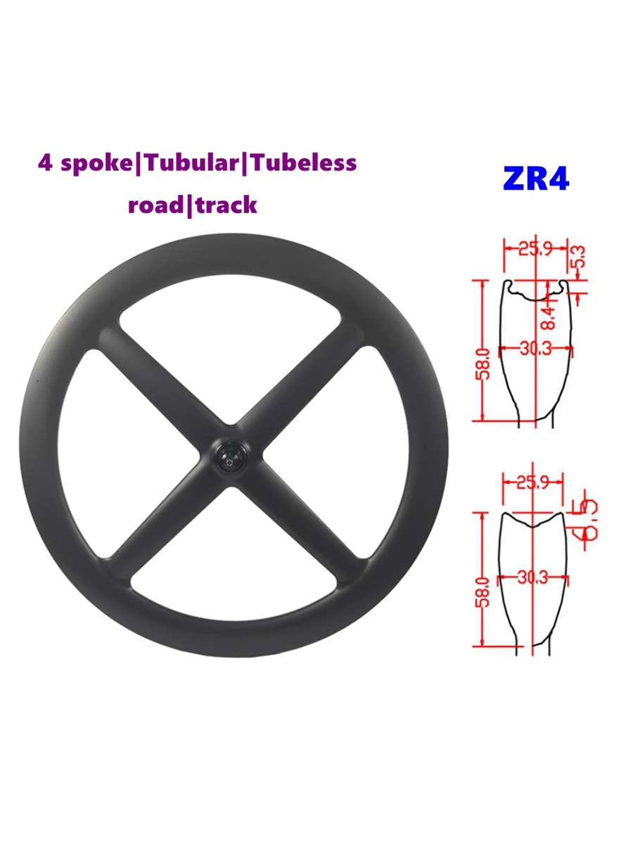 AliExpress BIKEDOC ZR4 Track Carbon 4 Spoke Road Bike Carbon Wheels Four Spoke Front Wheel Fixie Bike Wheelset Cycling