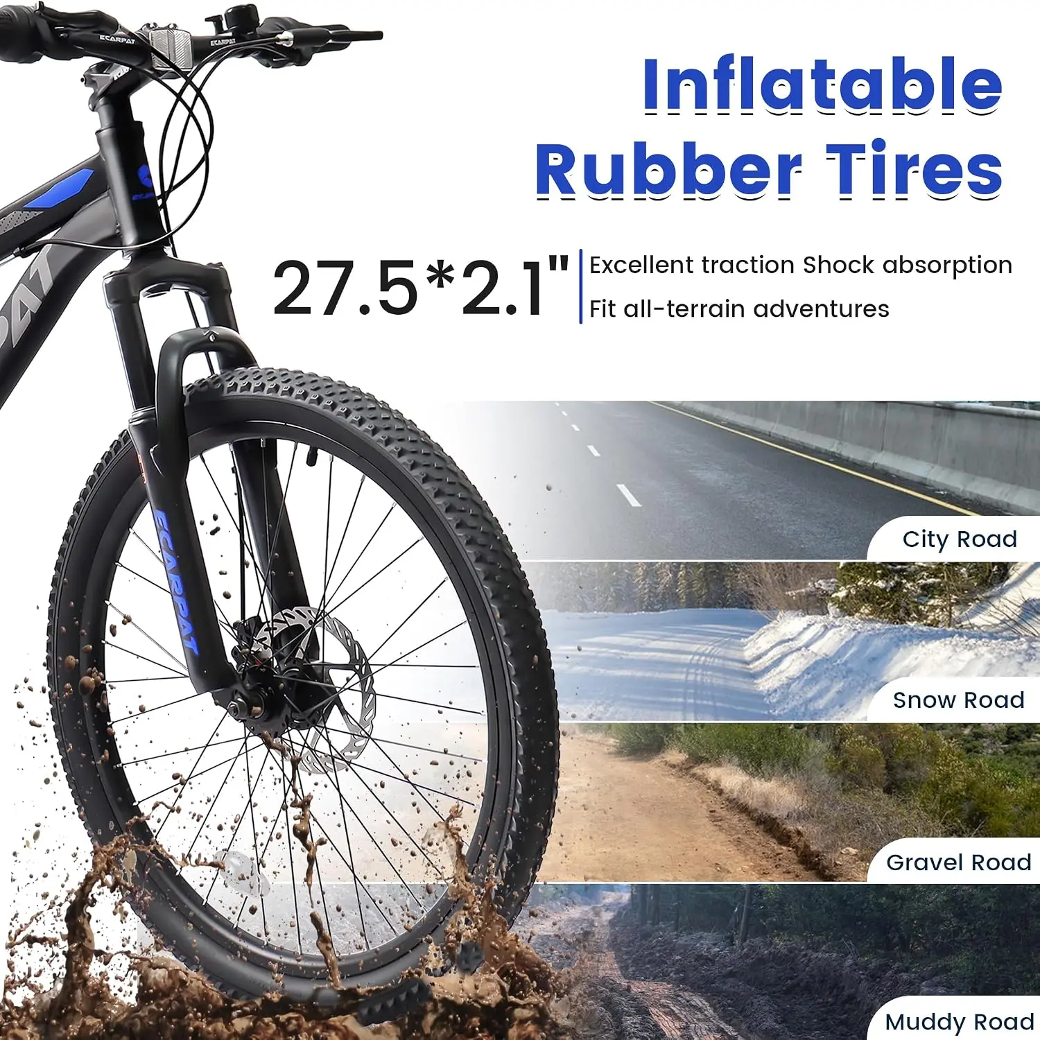 24 26 27.5 Inch Mountain Bike, Full Suspension MTB with Dual Disc Brakes and Carbon Steel Frame, 21 Speeds Mountain Bicycle