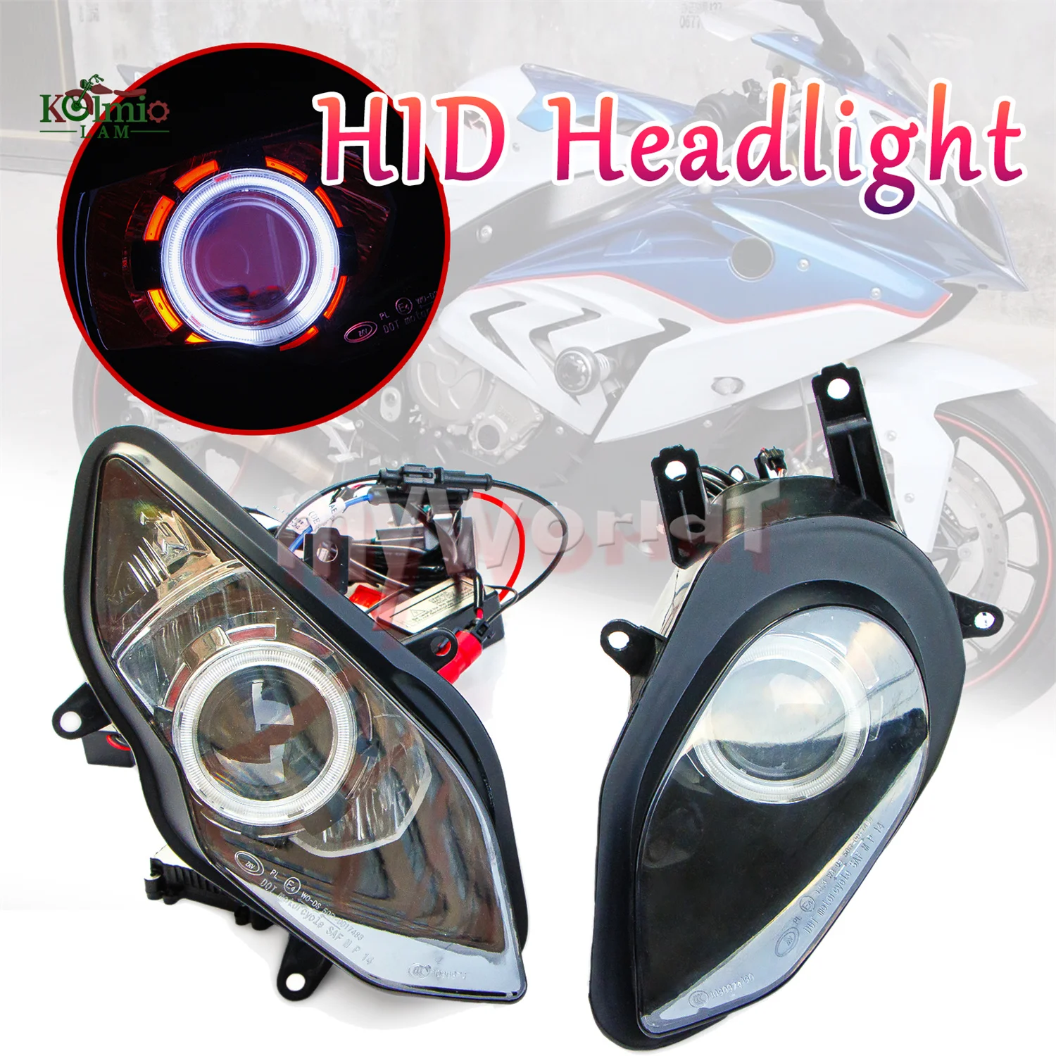 Fit For BMW S1000RR 2015 - 2018 Motorcycle Headlamp Angel Eyes HID Headlight Assembly S 1000 RR