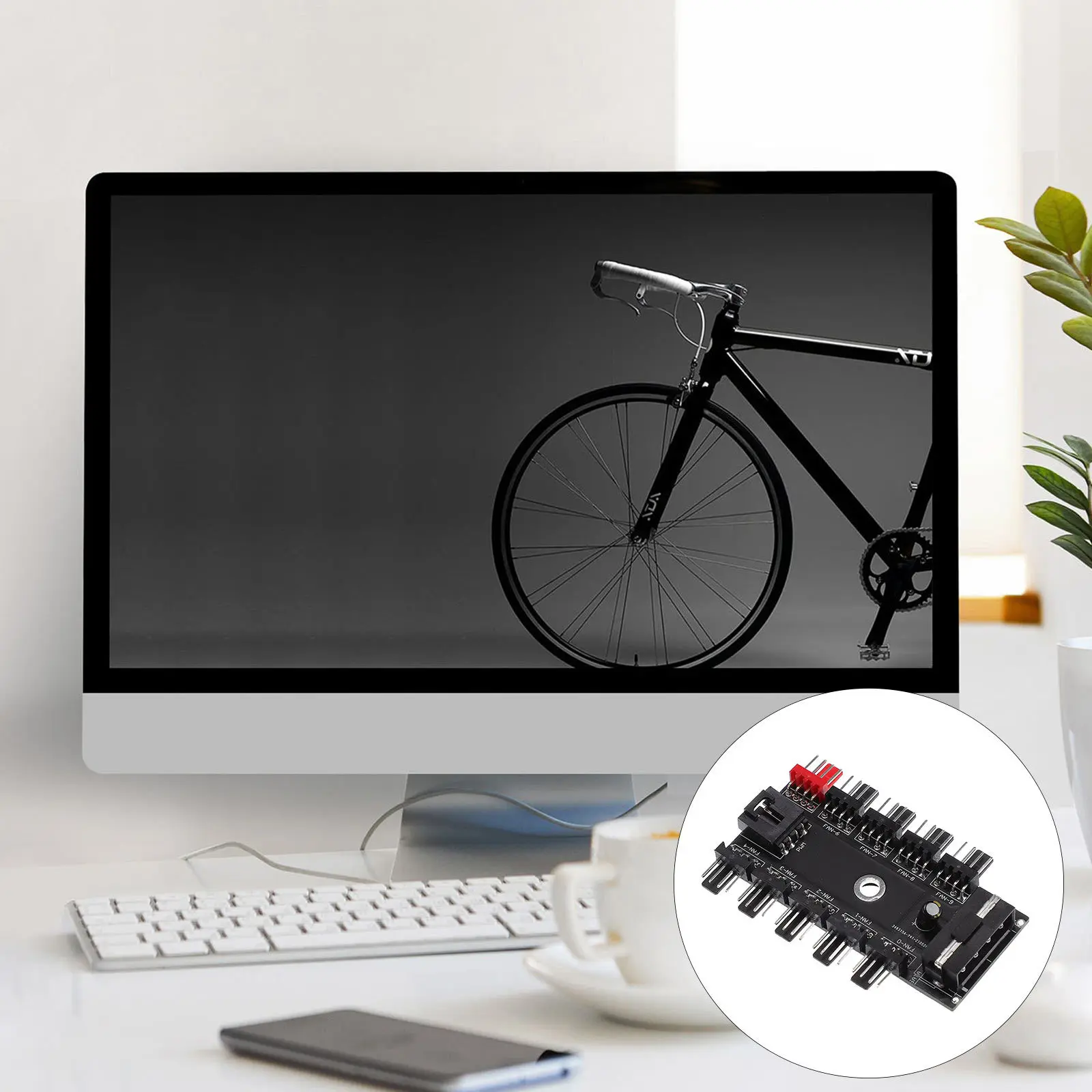 

1pc Fan Hub Splitter For Pc Case Cooling Computer Desktop Compact Durable Extension Adapter High Speed Reliable Connection