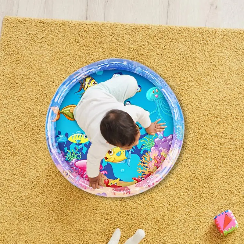 Estera de juego de agua para bebés, estera grande de barriga de agua para bebés, estera de juego de agua portátil de estimulación Visual inflable para promover