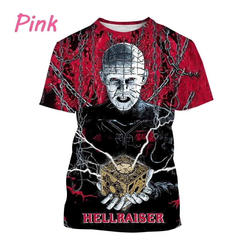 Movie Hellraiser 3d Print T-shirt Men Women Fashion T-shirts Punk Tops Tees Horror Movie Tshirt Summer Oversized Camiseta Hombre