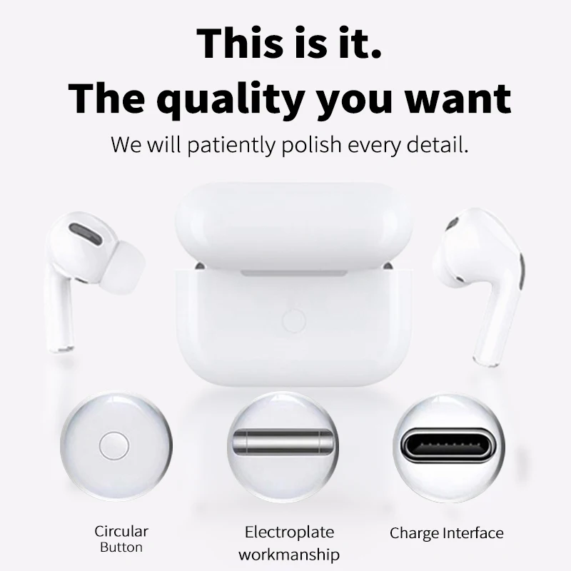 سماعات أذن Air Pod سماعة لاسلكية تعمل بالبلوتوث سماعات أذن مزيفة TWS 5.3 تعمل باللمس داخل الأذن سماعات أذن استريو هاي فاي مع علبة شحن لهاتف iPhone #4