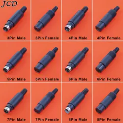 JCD 2Pcs Mini 3 4 5 6 7 8 9 Pin Din Male / Female Plug With Plastic Handle Adapter Soldering Cable DIY Connector