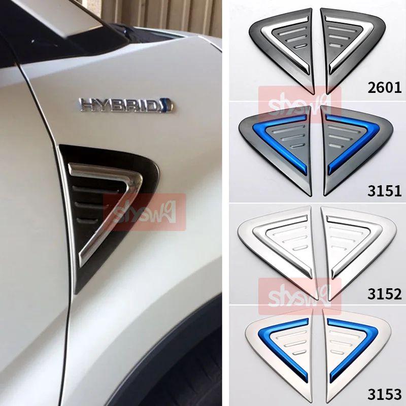 2PCS Fender Blade Side Shark Gills Vent Trim Cover Sticker For TOYOTA C-HR ZYX10 NGX50 2017 High Quality Car Styling Accessories