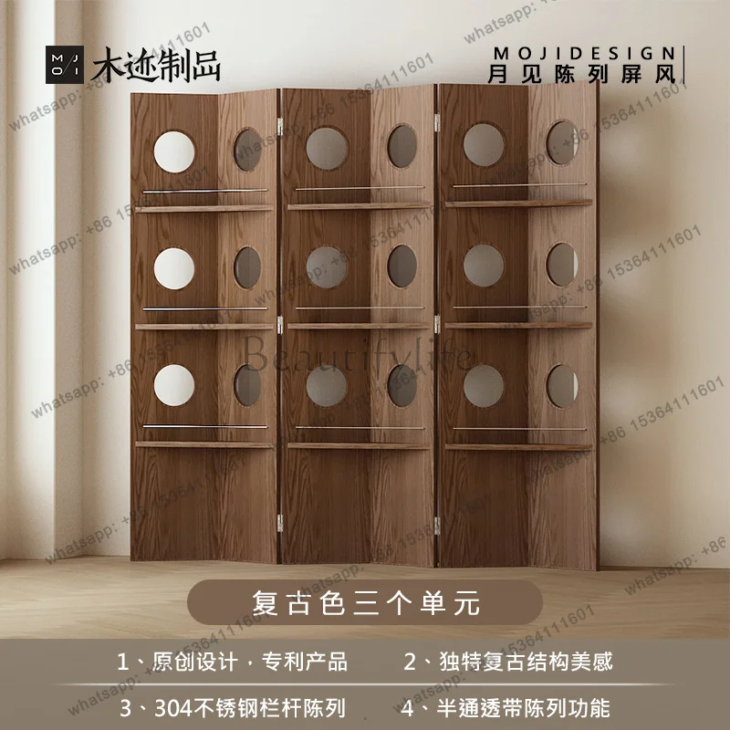 LSdisplay screen solid wood partition foldable semi-transparent mobile