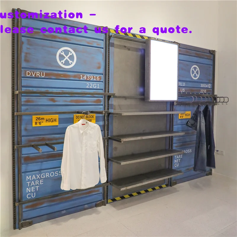 custom.Customized High End Factory Price Direct Selling Garment Wall Mounted Retro Style Jeans Display Racks