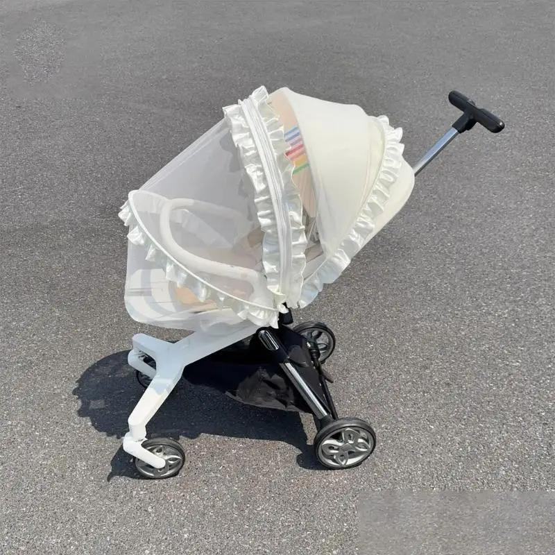 54DF сетка от насекомых с полным покрытием для колясок, дизайн с кружевной отделкой, простая установка, полиэстеровая ткань, для