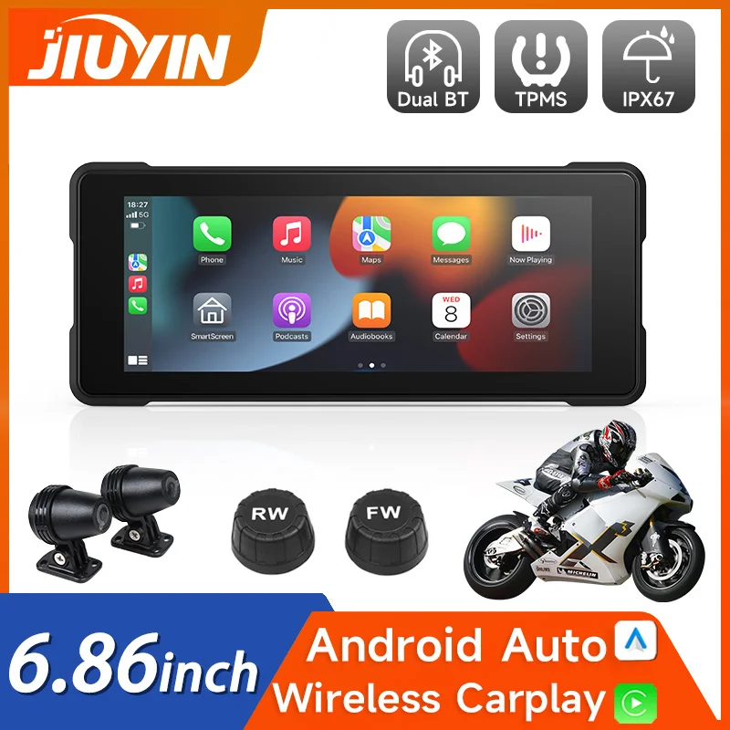 5/6/7‘’ Motorcycle Multimedia Player Wireless CarPlay Android Auto GPS Navigation Recorder IP67 Waterproof BT Touch Screen 2024