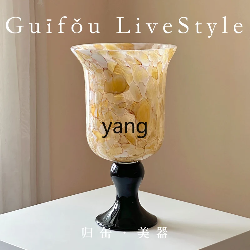 

LH high-footed glazed wide-mouth water flower grower with vase light luxury high-end living room ornament