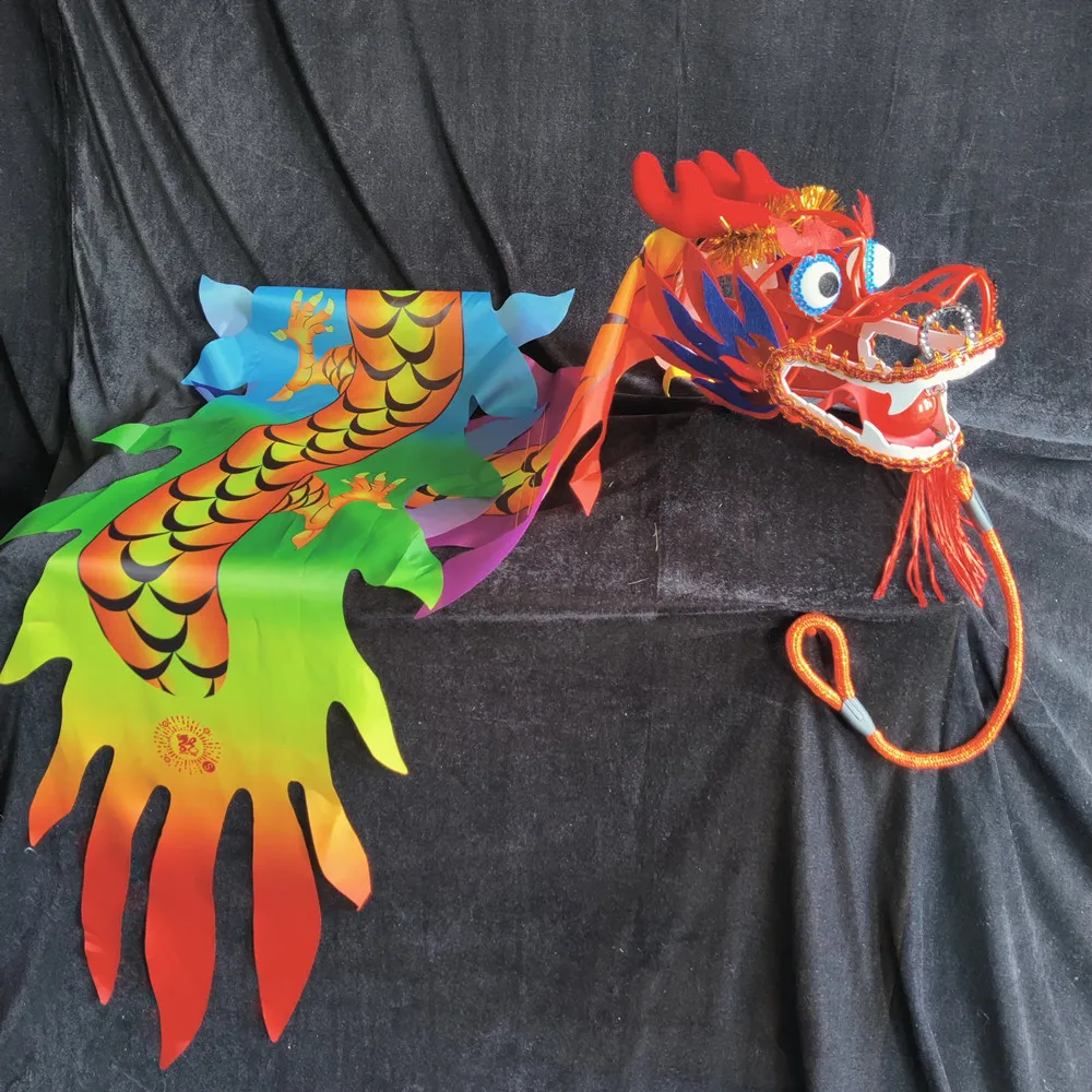 2m Colorful Chinese Dance Dragon Set With Hollow Dragon Head For Child Square Performance Festival Activities Outdoor Toy
