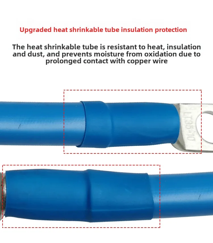 Cavo live per batteria per auto in rame rosso da 5 pezzi 35 quadrati 10 cm, parti di modifica del cavo di collegamento della batteria con naso a due estremità
