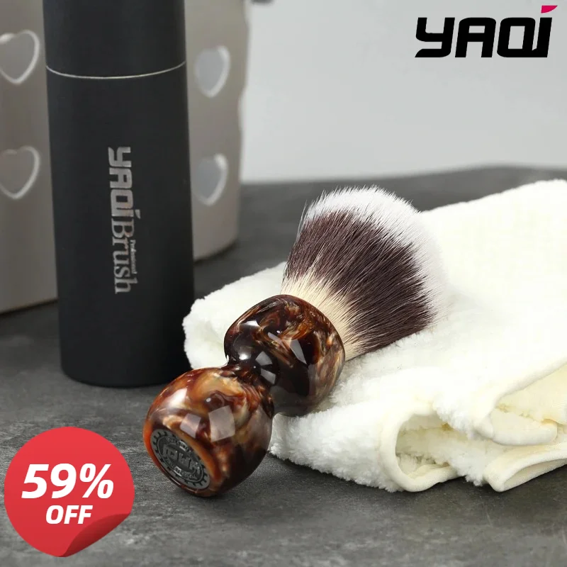 

Мужская помазок для влажного бритья YAQI Caramel Cat's Whisker из синтетических волос - инструмент для ухода за бородой премиум-качества для путешествий