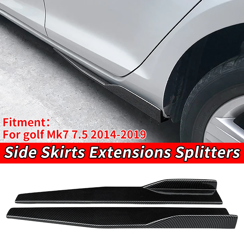 

Car Left/Right Side Skirt Bumper Diffuser Spoiler Aprons Wings Extensions 75cm Carbon Look ABS For VW Golf Mk7 7.5 2014-2019