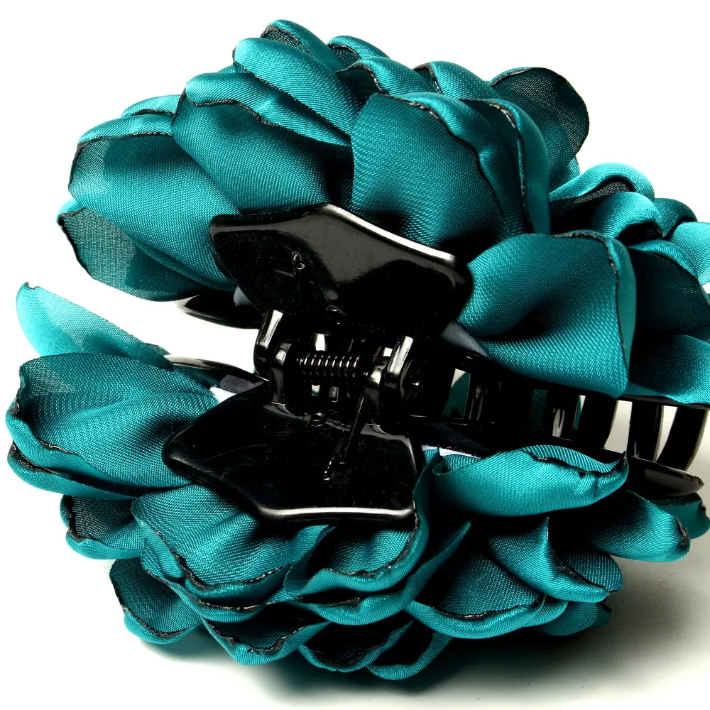 Fabric Rose Flower Hair Claw Clips for Women Girls Cute Hair Clip Barrette Plastic Hair Clamps Hair Accessories