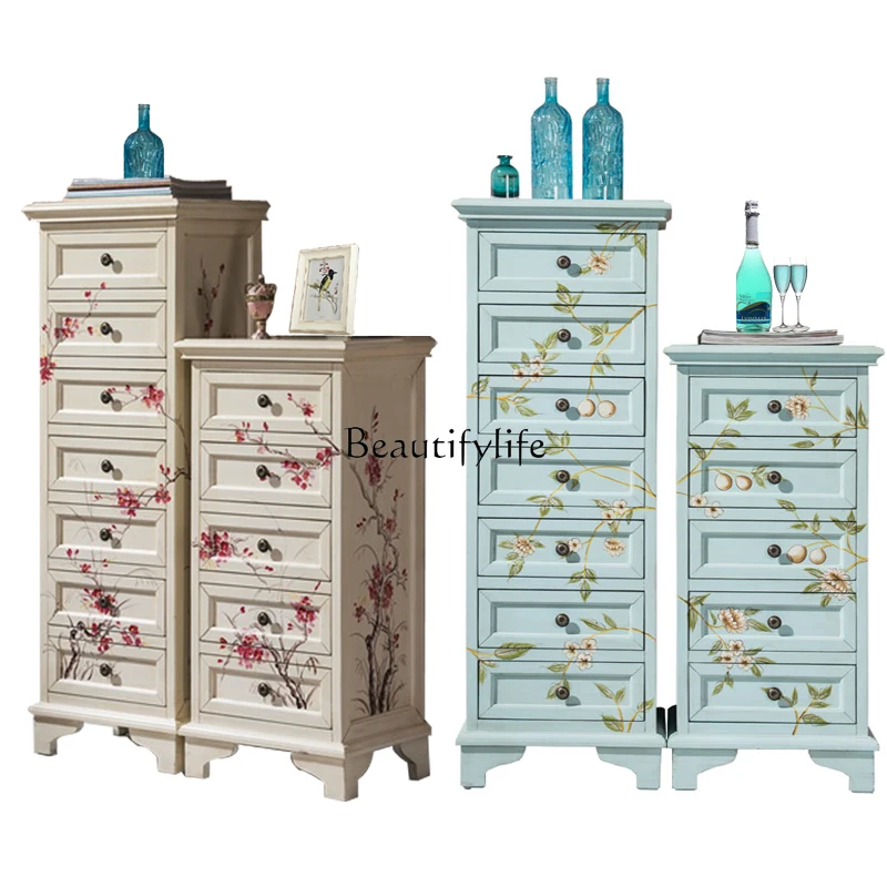 

New hand-painted retro drawers and chest cabinets American rural antique old foyer storage lockers