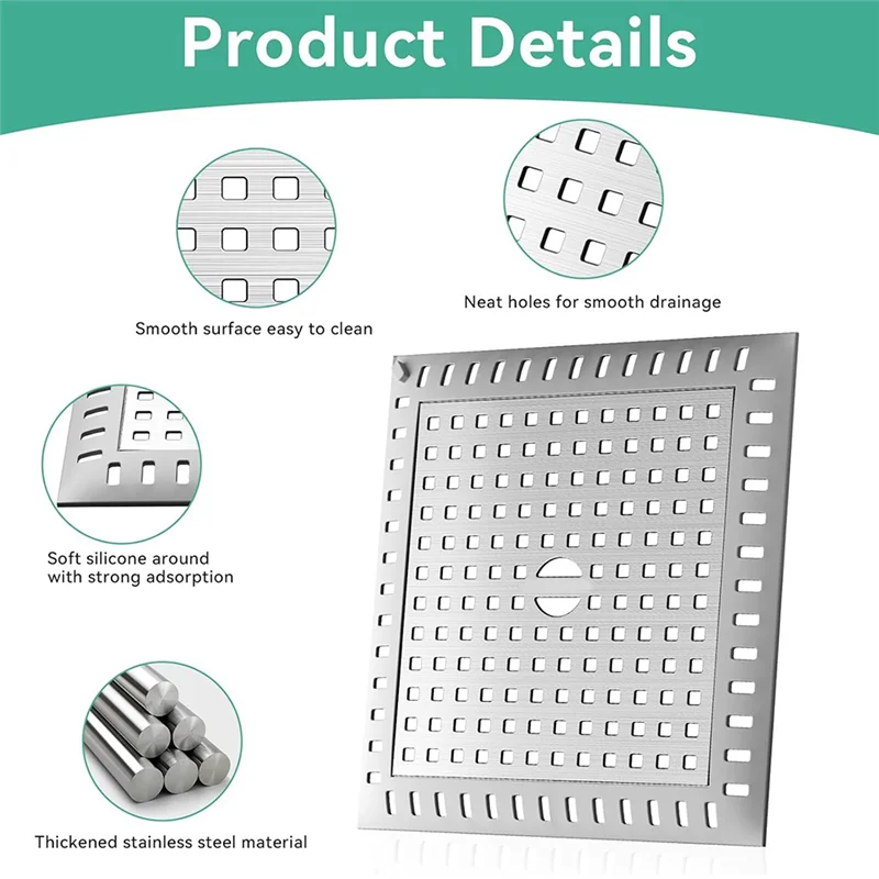 

ABNO-Drain Hair Catcher For Bathroom Sink,4.8In Stainless Steel And Silicone Shower Drain Covers Suitable For Drains 2 Pack