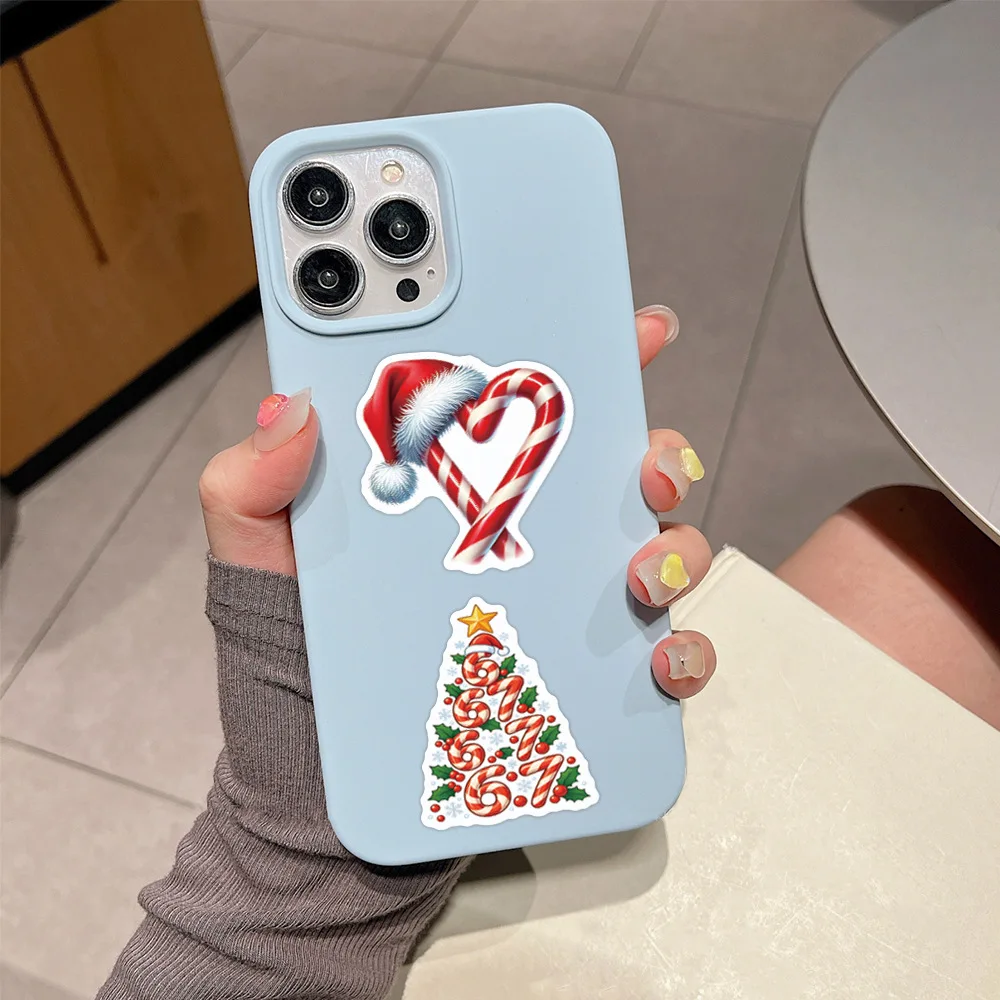 10/55PCS Cartoon Natale Candy Cane Graffiti Adesivi Decorazione fai da te Custodia per cellulare Notebook WSater Cup Giocattolo Regalo Adesivi