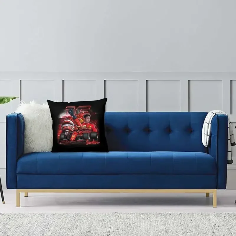 Poszewka na poduszkę Charles Monaco Formula One Driver Leclercs Sofa Home Decor Kwadratowa poszewka na poduszkę 45x45 Poszewki dekoracyjne na