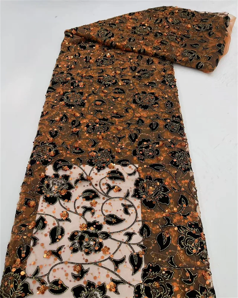 Hoge kwaliteit Afrikaanse netto kant met pailletten 5 yards Nigeriaanse Franse tule stof voor trouwjurken en speciale gelegenheden