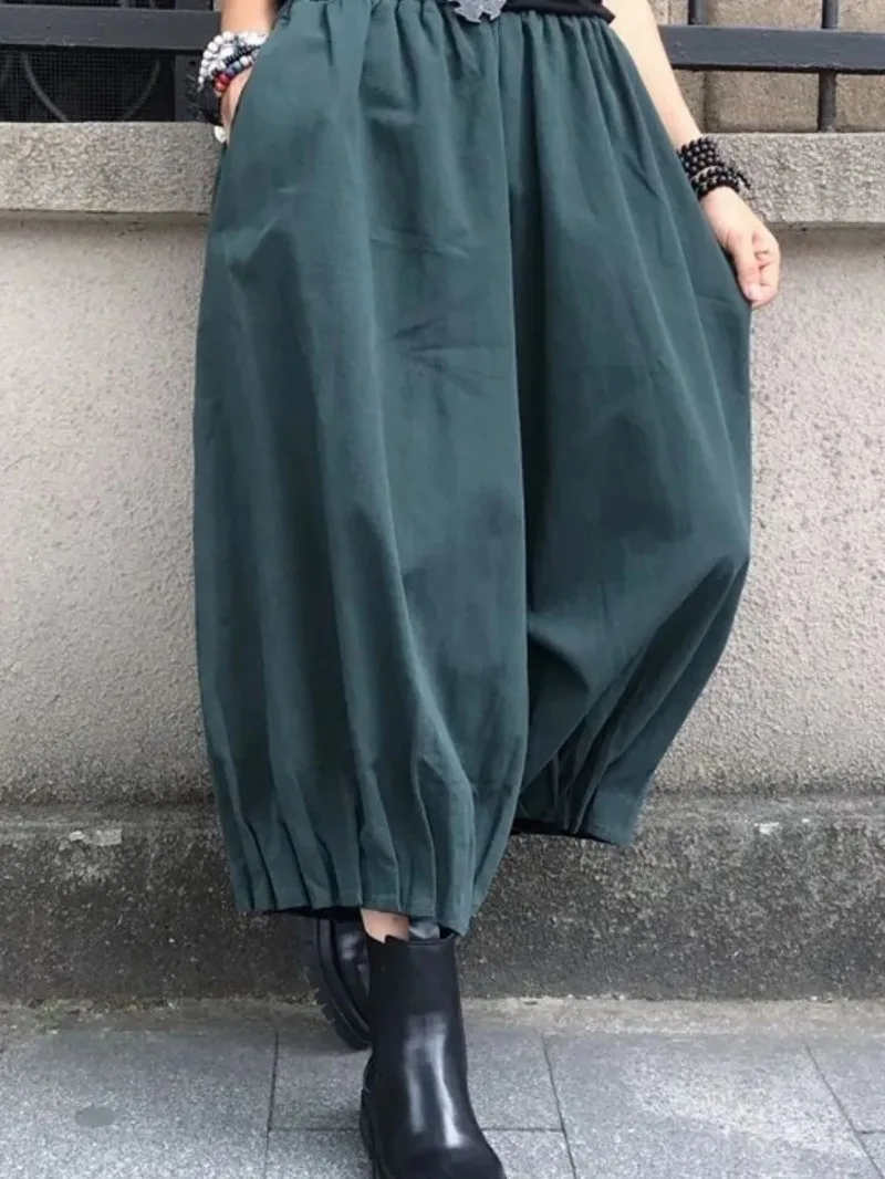 Schwarze, hochtaillierte, elastische, plissierte Hose mit weitem Bein – Neue, locker sitzende Damenhose für Frühling/Herbst 2026 A7XW